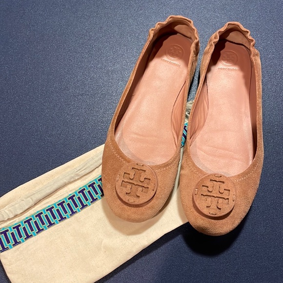 🎀 Tory Burch 🎀 Blush Minnie Travel Ballet Flat with Leather Logo - Picture 2 of 7